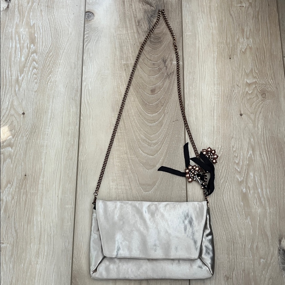 Lanvin Satin Envelope Bag With Charms Champagne